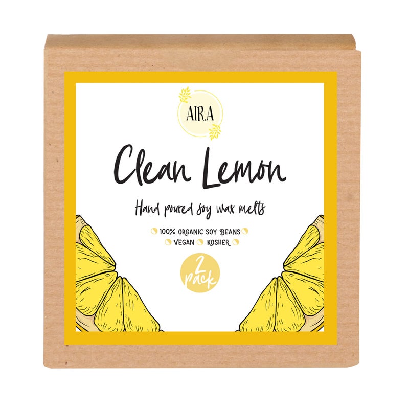 Aira Soy Wax Melt - Organic, Vegan, Kosher, Scented Soy Wax Cubes w/Essential Oil Blends - No Chemical 100% Soy Wax Melts for Electric/Tealight Melters - Hand-Poured Soy Tarts - Clean Lemon - 2 Pack - Image 2